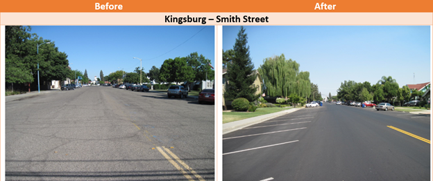 Before and after of Smith Street in Kingsburg