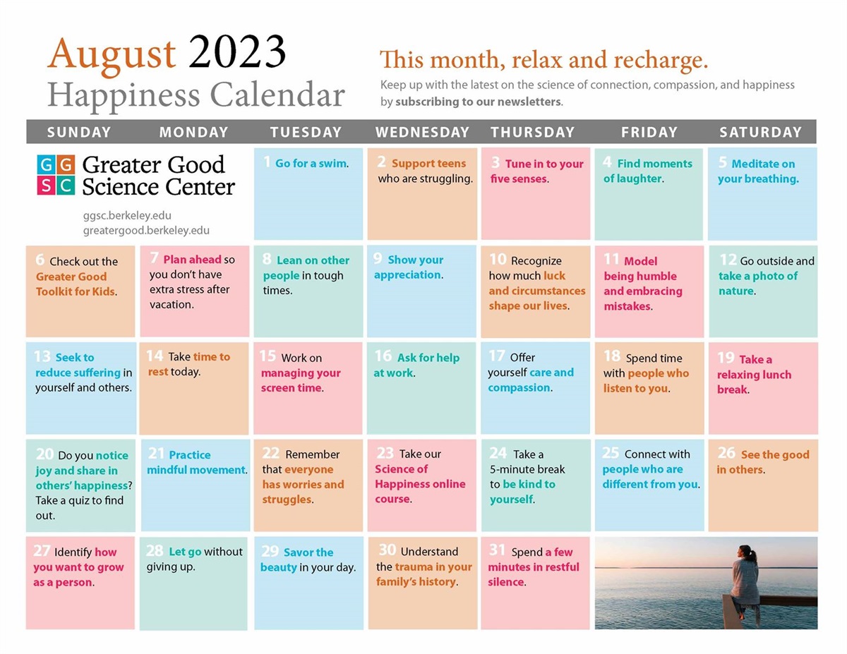 August 2023 Happiness Calendar - County of Fresno