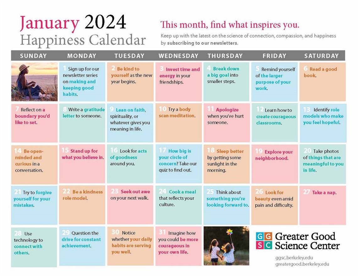 January 2025 Happiness Calendar County of Fresno
