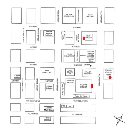 Map of downtown bicycle rack locations