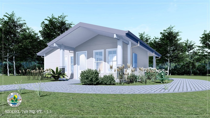 Rendering of Option 1 for 749 sq ft plan.