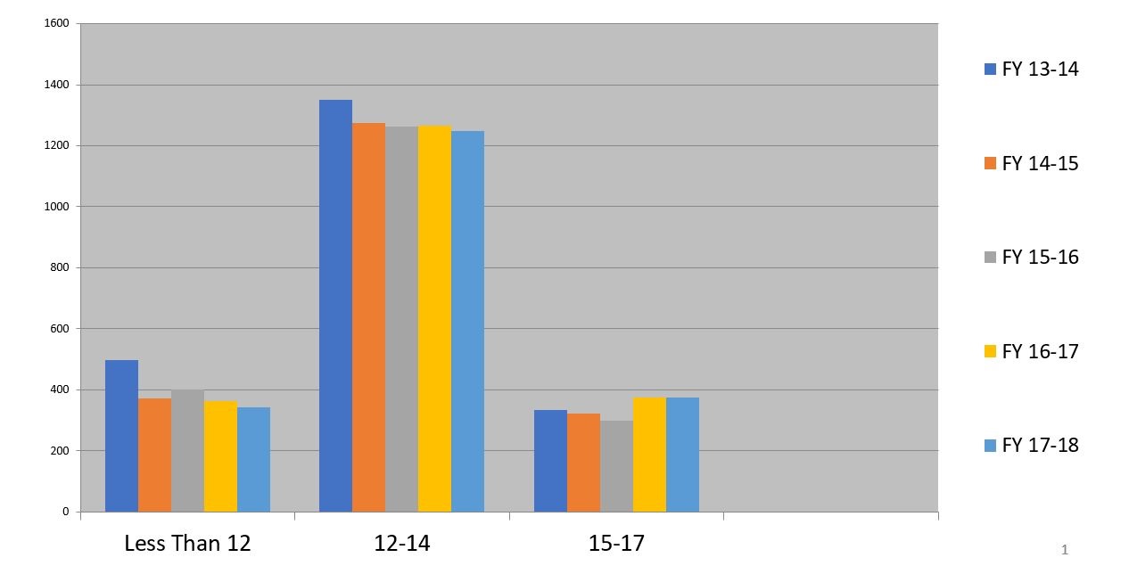 Adolescent Age of Use ADOLESCENT AGE OF FIRST USE FRESNO 2013-2018