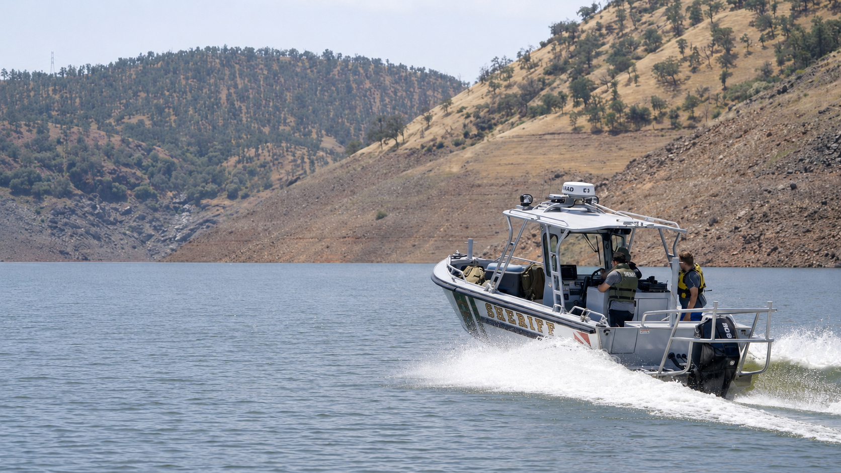 County Sheriff boat on reservoir